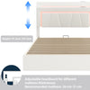 NEW LED OTTOMAN STORAGE PANEL WHITE PU LEATHER UPHOLSTERED BED FRAME DOUBLE Jszs