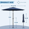 2.7M Garden Parasol Sun Shade Canopy Patio Outdoor Umbrella Crank Tilt UPF 50+