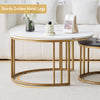 Set of 2 Nesting Coffee Table Round Stacking Side End Table White Black