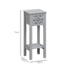 Bedside Table Set, End Table Set with Drawer and Storage Shelf, Grey