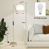 Gold Floor Lamp Free Standing Light with Bulb Linen Shade Remote Control Bedroom