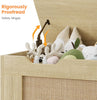 Storage Chest Rattan Toy Chest Wood Storage Bench w/ Safety Hinge Storage Trunk