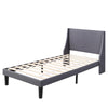 Bed Frame 3ft Single Size Linen Fabric Upholstered Bed Slatted Foundation Grey