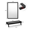 Bathroom Metal Frame Mirror Wall Mounted Mirror with Cosmetics Towel Shelf Rack