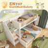 Children's Bunk Bed w/ Storage Stairs & Double Hydraulic Storage Lower Bed White