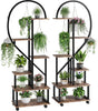 2 Pack 6 Tier Tall Plant Stand, Metal Plant Shelf with Detachable Wheels&Drawers