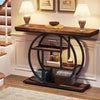 Industrial Console Table, 4-Tier Narrow Entryway Sofa Table w/ Circle Base