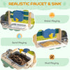 Mud Kitchen with Stove, Faucet, Storage Shelves, Flower Pots, Accessories, Blue