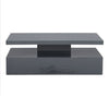 Quinton Glass Top High Gloss Coffee Table In Grey With LED