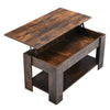 Brown Coffee Table with Lift Top Storage Shelf Wood Modern Living room