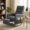 Upholstered Rocking Chair with Retractable Footrest Grey