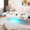 High Gloss Led Coffee Table with Storage Drawers for Living Room Space-Saving