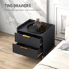 Bedside Table with 2 Drawers for Bedroom, Living Room, Black