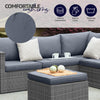 6 Seater Rattan Garden Corner Sofa Set Outdoor Furniture Grey Thick Cushions