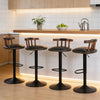 2PCS Metal Base & Gas Lift Faux Leather Kitchen Breakfast Bar Cafe Stools Swivel
