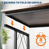 Collapsible Computer Desk with Wheels,Mobile Workstation w/ 3-Tier Metal Shelves