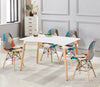 Patchwork Eiffel Halo Dining Set - 4 x Fabric Chairs & White Halo Table Modern