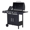 Outdoor Gas BBQ Grill 4+1 Burner Garden Barbecue Cooker Trolley Side Shelves