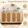 126cm Rattan Coffee Bar Cabinet with Adjustable Shelves-Natural
