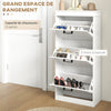 Slim Shoe Storage Cabinet with 3 Flip Drawers for Entryway, White