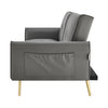 Sofa Bed 3 Seater Faux Leather Click Clack Couch Cup Holders Grey Cream Black