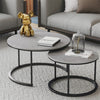 Coffee Table Set of 2 Round Nesting Side & End Tables w/ Anti-scratch Marble Top