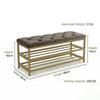 2-Tier Velvet Top Bamboo Gold Metal Shoe Rack Stand Shoe Storage Shelf Hallway