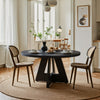 Farmhouse Dining Table, 120cm Round Dinner Table for 4,Rustic Wood Kitchen Table