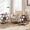Narrow Side Table, Rustic 4-Tier Small Wooden End Table with Curved Metal Frame