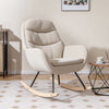 Upholstered Rocking Chair Nursery Glider Rocker w/Padded Backrest-Beige