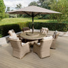6 Seater Beige Round Rattan Garden Dining Set with Lazy Susan Built-in Ic FTR260
