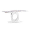 Halo High Gloss Dining Table In White And Milo Marble Effect