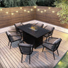6 Seater Black Aluminium Garden Dining Set with Firepit Table FTR139