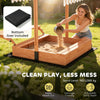 Kids Sand Pit with Lid, Wooden Sandpit with Foldable Picnic Table