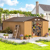 13 x 11ft Garden Shed Storage w/ Foundation Kit, Vent, Light Brown