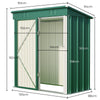 5x3ft Lockable Metal Garden Shed Steel Outdoor Storage Weatherproof Green
