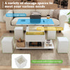 LIFT UP TOP WOODEN COFFEE TABLE WITH STORAGE, CONVERTIBLE DINING TABLE & CHAIRS