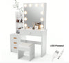 Dressing Table With Drawers Mirror Stool Set Makeup Desk Vanity Table Bedroom