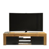 130cm TV Unit Oak Matt Body | Black Matt Doors Cabinet | Modern Storage Unit
