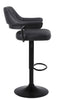2 X PLUSH BLACK BAR STOOLS, GAS LIFT, BREAKFAST KITCHEN BAR PADDED ARMS & BACK