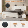 King Bed Storage Bed Frame w/ Diamond Tufted Headboard, USB-C Charging, Beige