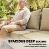 4 Piece Rattan Garden Furniture Set with 3-Seater Sofa, Armchairs, Table, Khaki