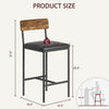 Bar Stool Set of 4 Upholstered Chair w/ Back Footrest for Island Dining kitchen