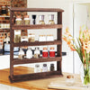 Wall Hanging Wood Spice Holder 4 Tier Vertical Kitchen Rack Spice Storage Shelf