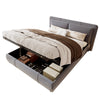 Ottoman Storage Bed Frame 4ft6 Double Bed with Headboard Velvet Fabric Grey