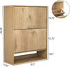 Narrow Shoe Cabinet Storage with Side Hooks 2 Flip Drawer Freestanding Organizer