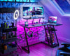 Gaming Desk with LED Lights & Power Outlets, 100CM Computer Desk with Monitor St