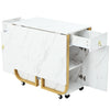 Folding Dining Table Rolling Drop Leaf Table with Drawers Cabinet Kitchen Table