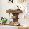 Console Table Hallway Table with Storage Shelves, Rustic Brown