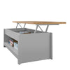 Grey Coffee Modern Table Storage Lift Top Up Drawer Shelf Living Room Furniture